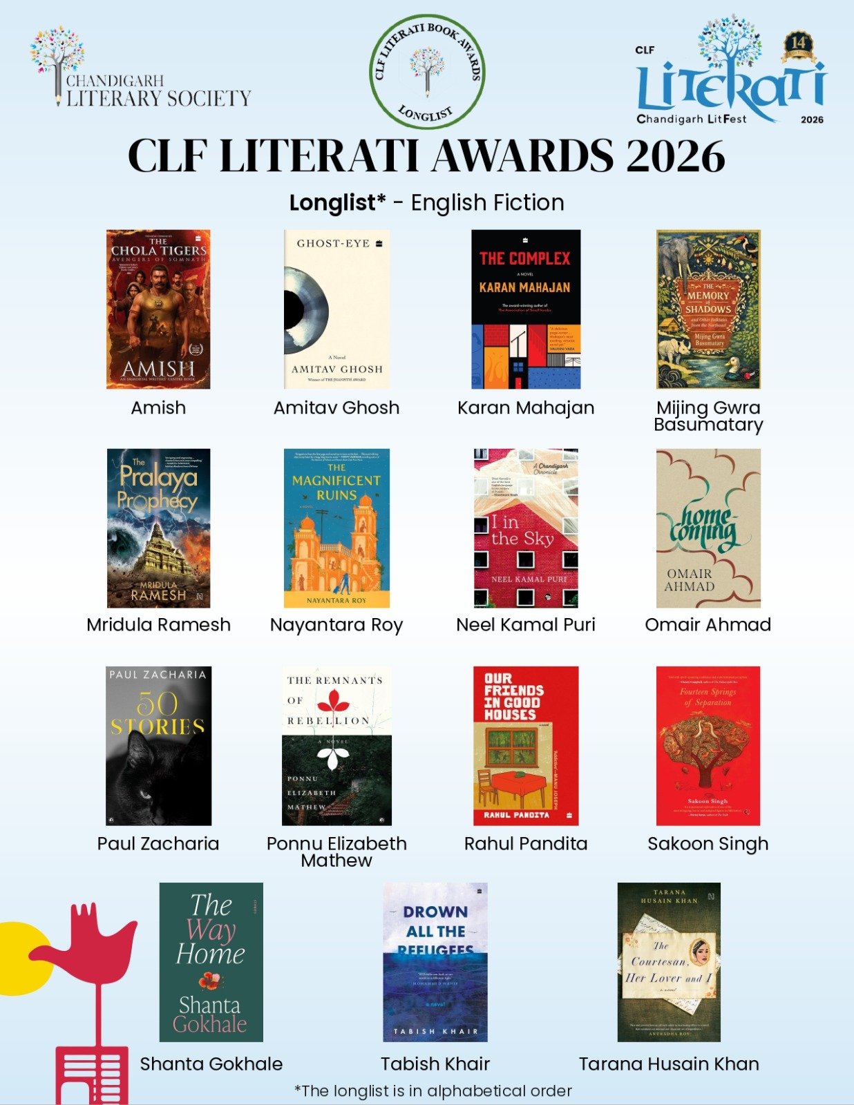 CLF Literati Awards 2026 Longlist: English Fiction book and author list